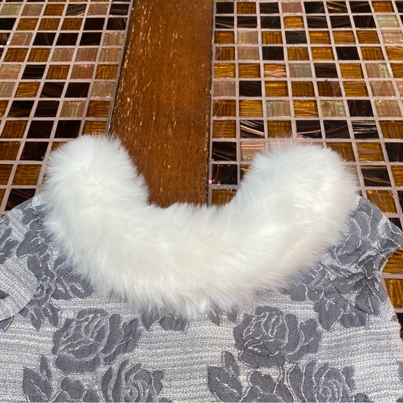 Janie and Jack Special Occasion Faux Fur Collar Jacquard Dress - Picture 4 of 10